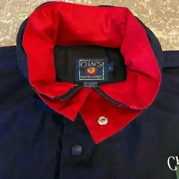 Chaps Ralph Lauren 1/2 zip Hooded Jacket SIZE XL color Navy and Red - Picture 5 of 9